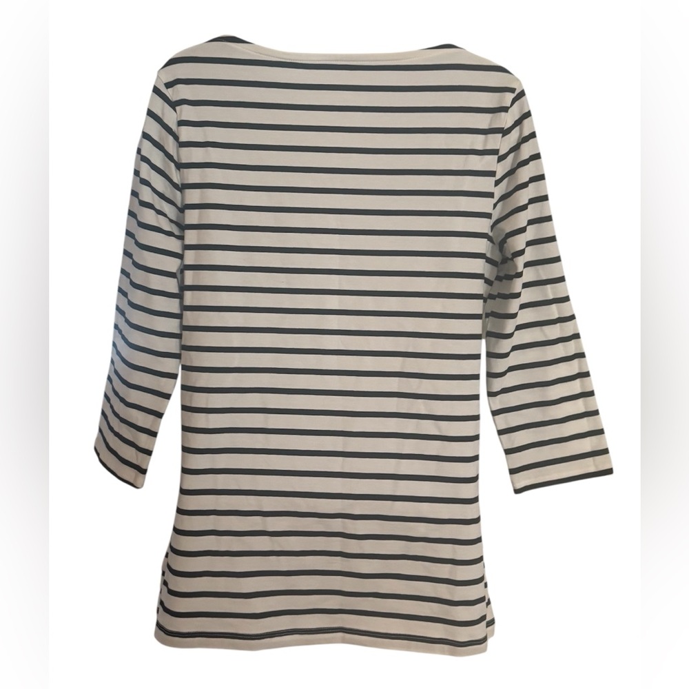 Merona Striped Long Sleeve Boat Neck Top - Navy and White - Picture 3 of 8